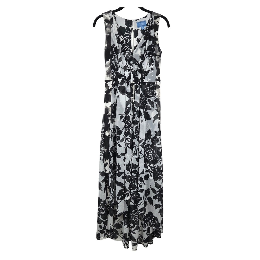 Simply Vera Vera Wang XS Black White Floral High Low Sleeveless Dress Vacation